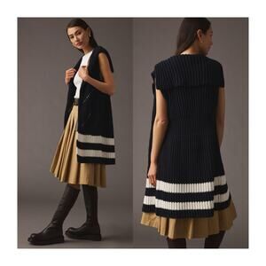 MAEVE Striped Sleeveless Sweater Duster Size XS